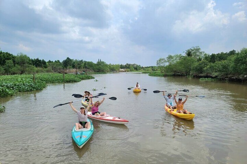 Experience the real Mekong by bikes , Boat and Kayak the Mekong.