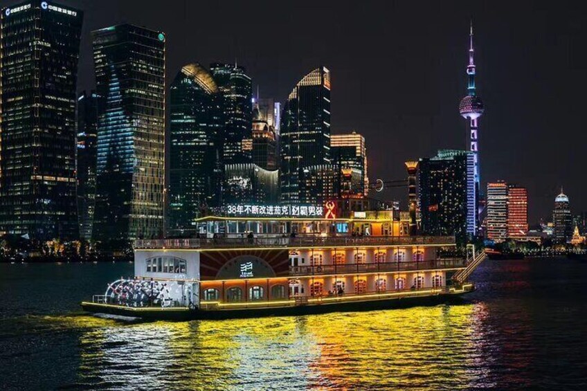 Shanghai Night River Cruise Tour with Xinjiang Style Dining Experience