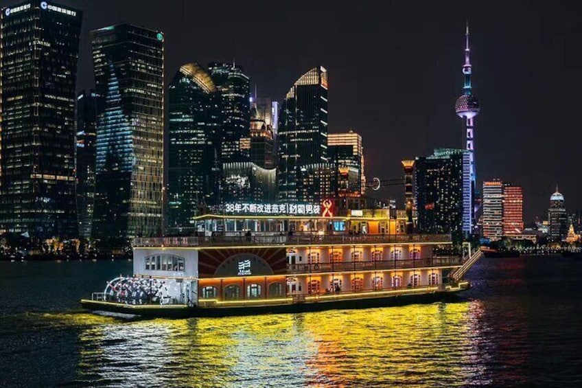 Shanghai Night River Cruise Tour with Xinjiang Style Dining Experience