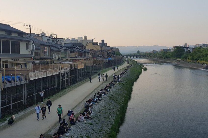 The Kamogawa River at sunset.