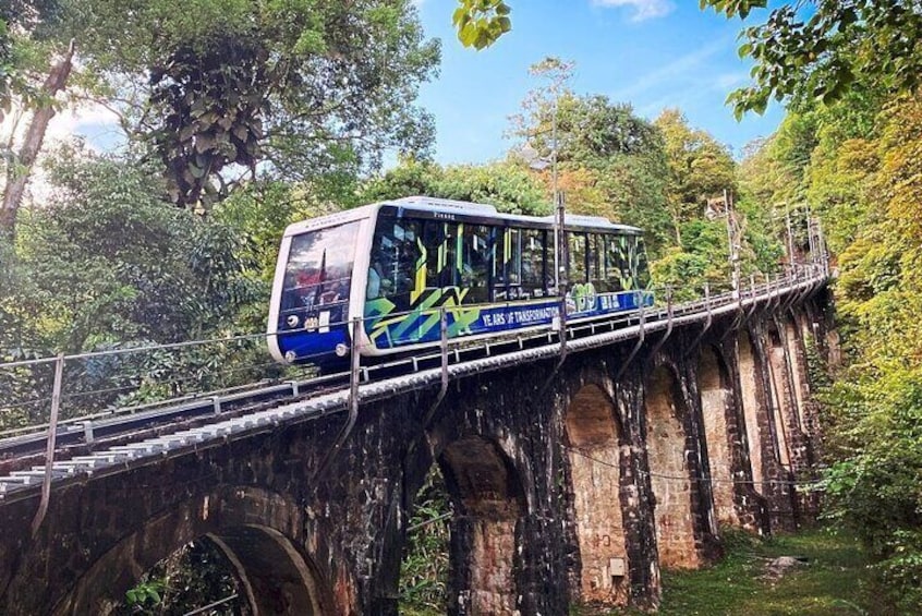 Picturesque funicular train ride to the top of Penang Hill