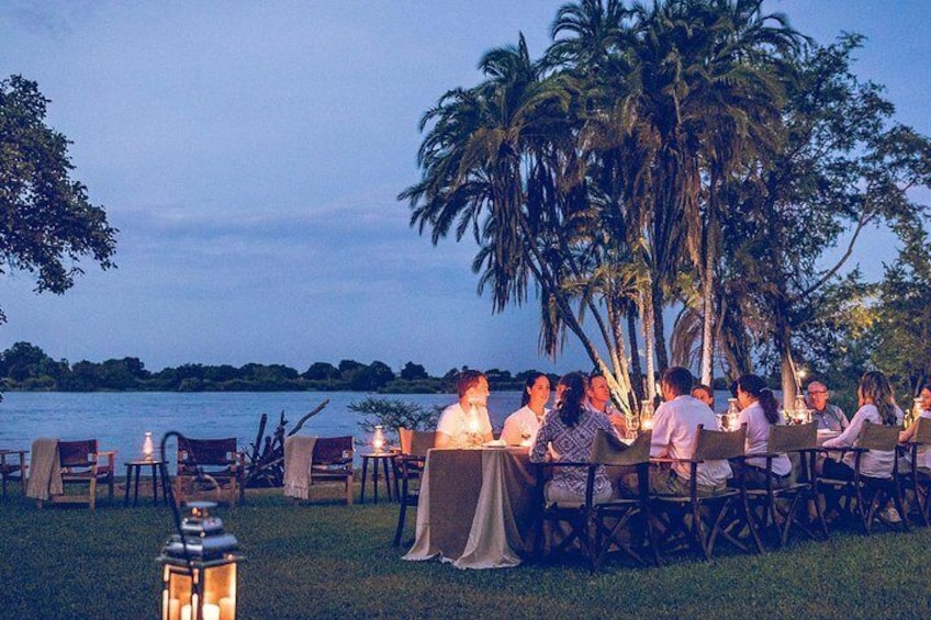 Dinner on the banks of the Zambezi 