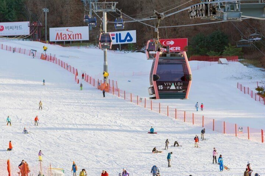 Vivaldi Park Ski Resort with Eobi Ice Valley Day Tour from Seoul