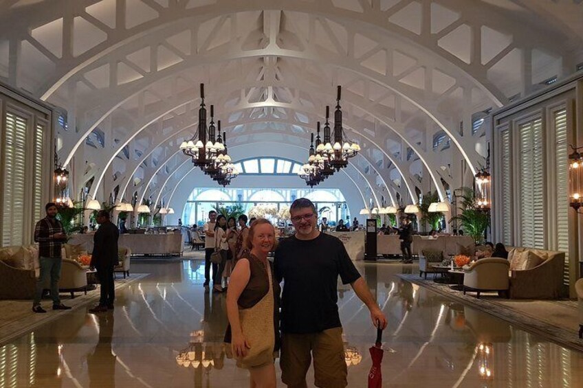Posing in the Fullerton Hotel