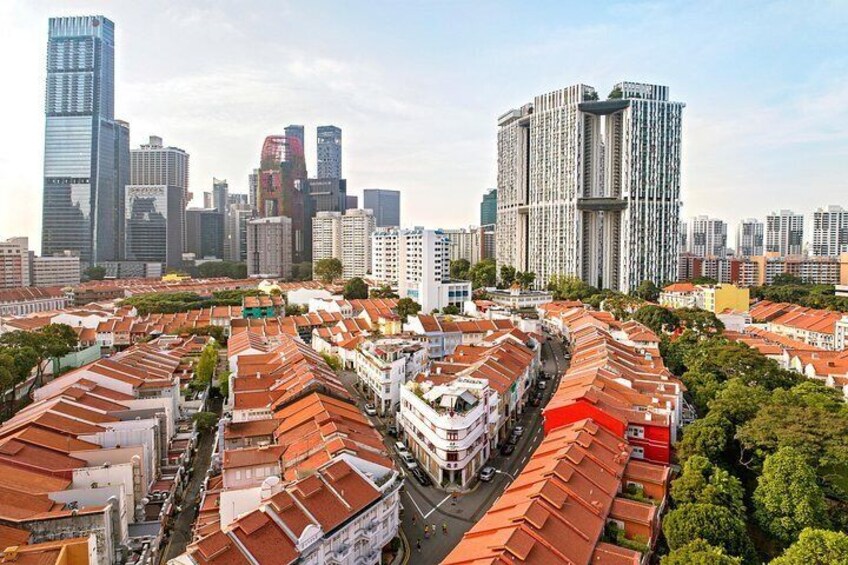 Areal view of Chinatown in Singapore