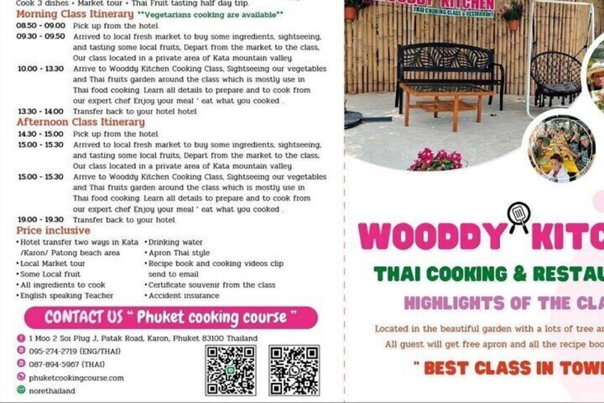 Half day Thai cooking Class + Market tour+ Thai fruit tasting 