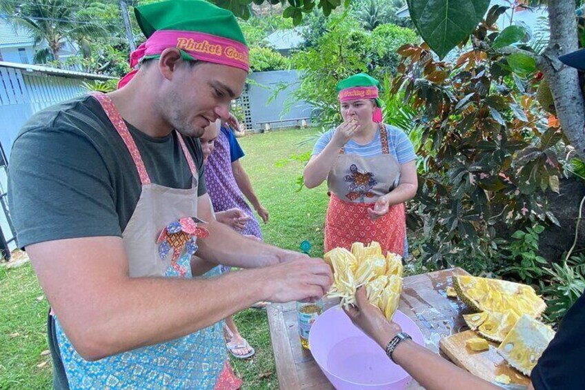 TASTING JACK FRUIT UNDER THE TREE