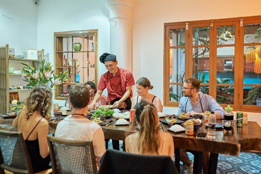 Best Cooking Class in Hanoi with fried spring rolls, Bun Cha (BBQ Pork Noodle), Vietnamese Egg Coffee, Pho Ga (Chicken Noodle), Pho Bo (Beef Noodle), Vietnamese Pancake (Banh Xeo)