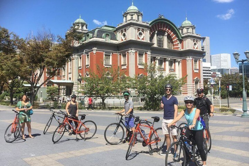 Pedalling across Nakanoshima!