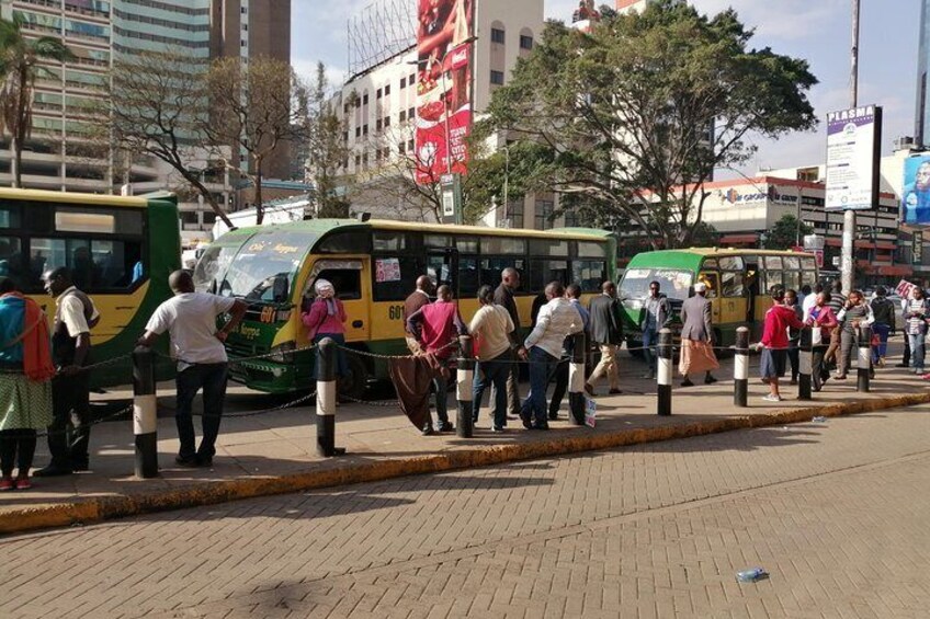 Nairobi Bus Terminus in a busy afternoon.