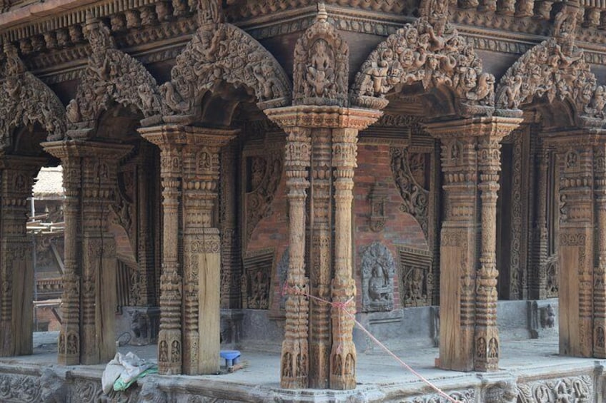 Pillar art at Temple in Patan.