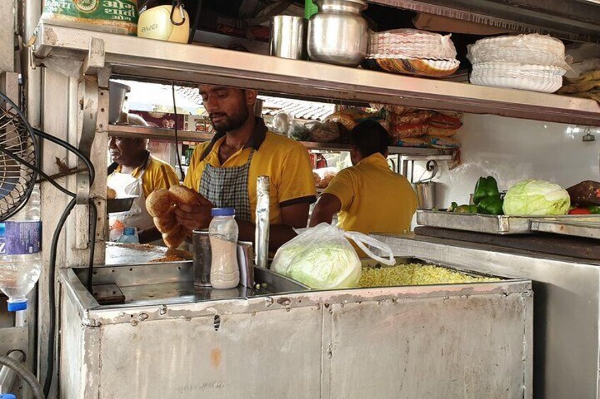 Preparing bhel-Puriiii