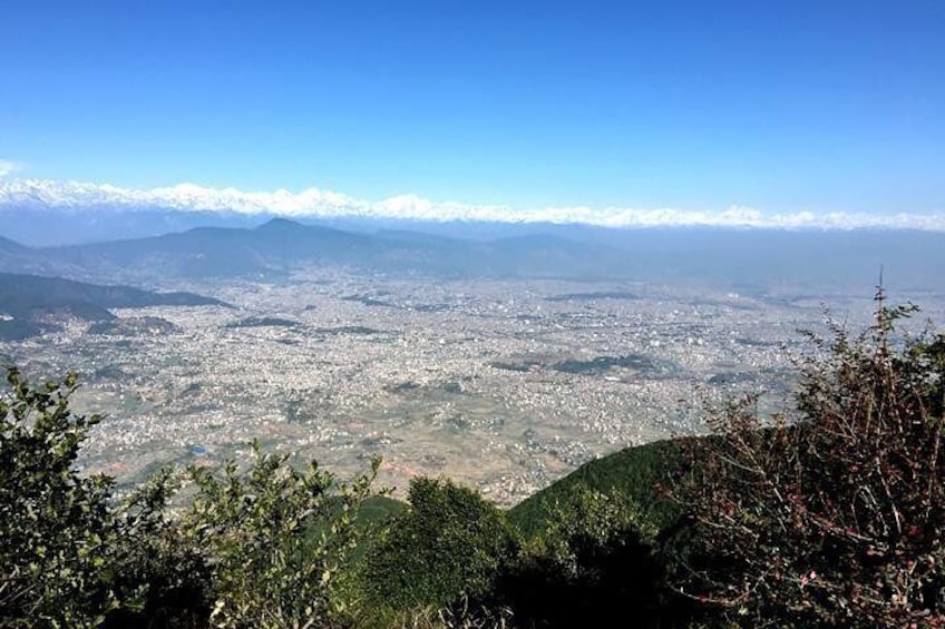 View of Kathmandu Valley and Himalayas.