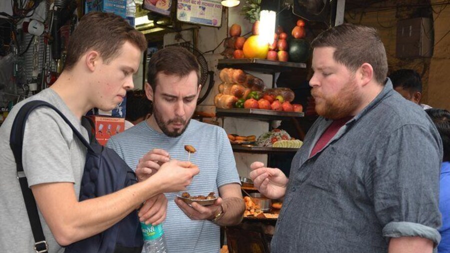 Enjoying delicious local delicacies