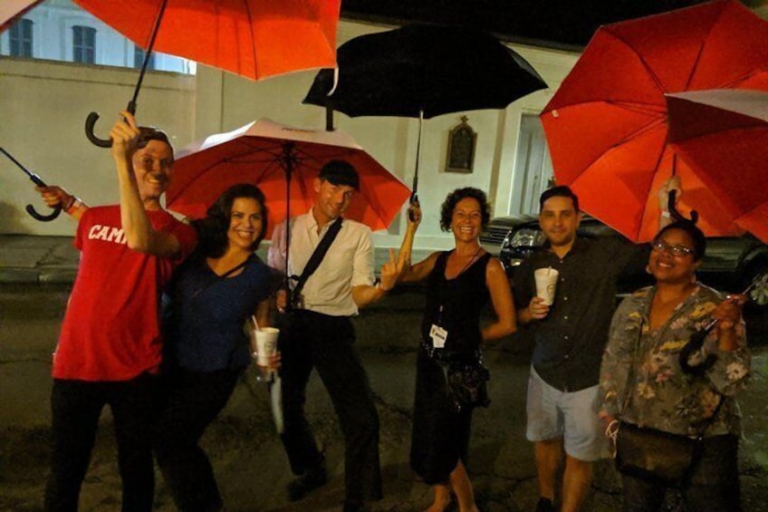 Miss Angela's Tour Guest's Having fun on a rainy night