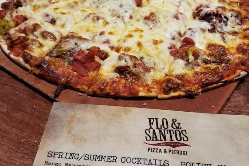 True tavern style thin crust from Flo & Santo's in the South Loop