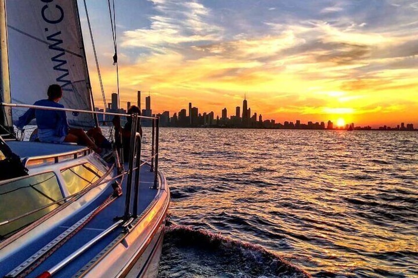 Beautiful sunset sailing with Chicago on the bow! 