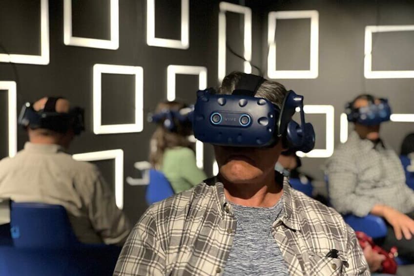 A visitor in the Museum's virtual reality exhibition.