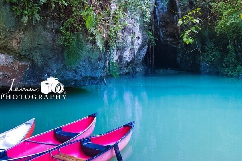 Ceremonial Cave Entrance. Guide tour via canoe.