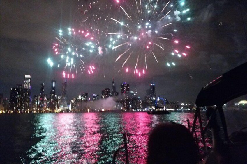 Fireworks in front of Chicago's skyline. Very cool place to wtach the show.