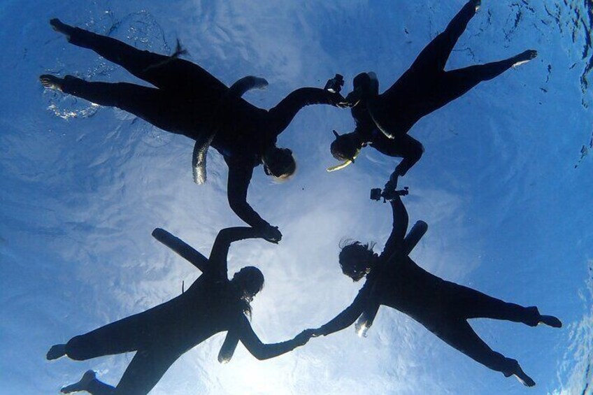 Exploring the clear water of the springs with friends!
