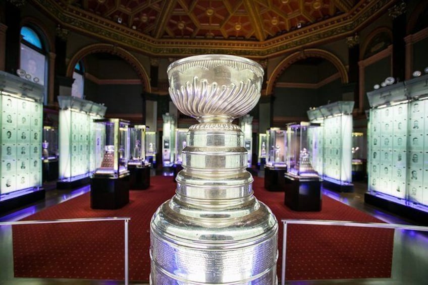The highlight of any visit to the Hockey Hall of Fame is the Esso Great Hall, where guests can get close up to hockey's greatest treasure, the Stanley Cup. 