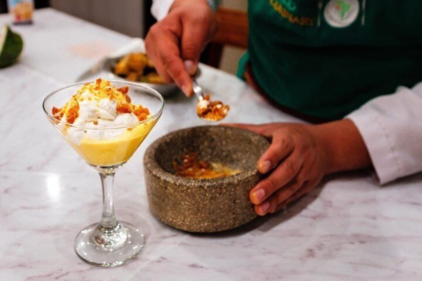 Lucuma pudding is a Peruvian dessert made with a type of fruit native to Peru and long used as a sweetener and a flavoring agent.