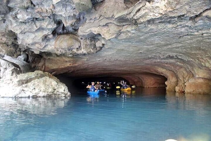paddling thru the caves