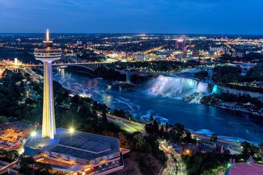 Skylon Tower at night