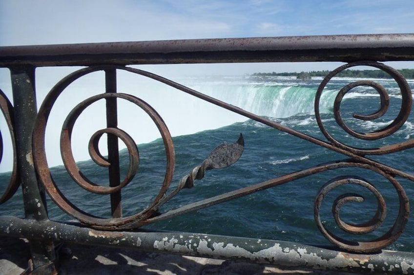 The Falls, as seen through the iconic railing
