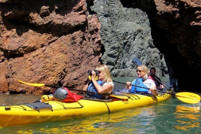 Kayaking through a natural arch