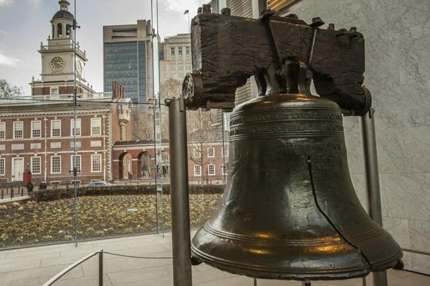 Liberty Bell with Independence Hall in Background