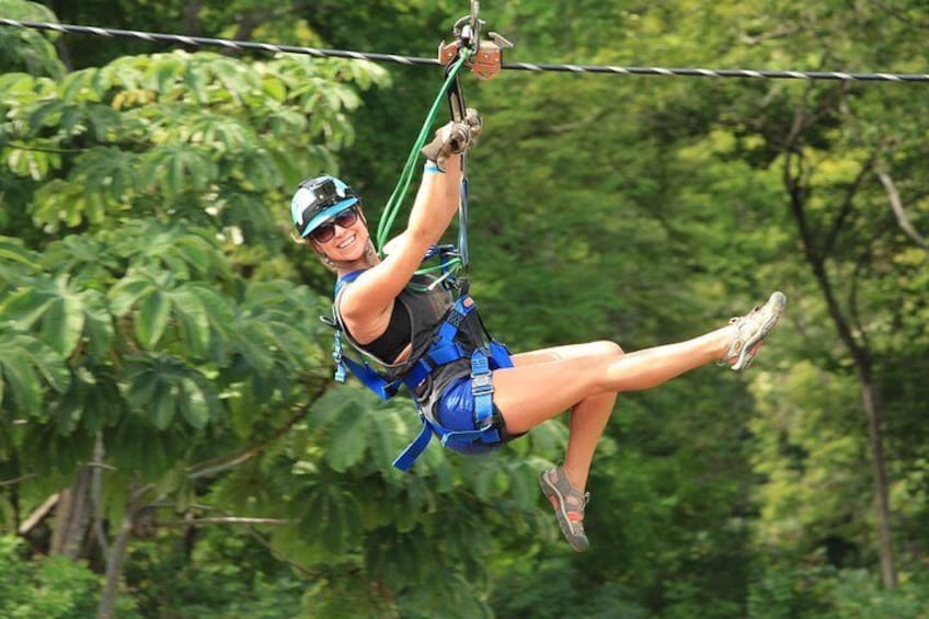 Having Fun in the zip line