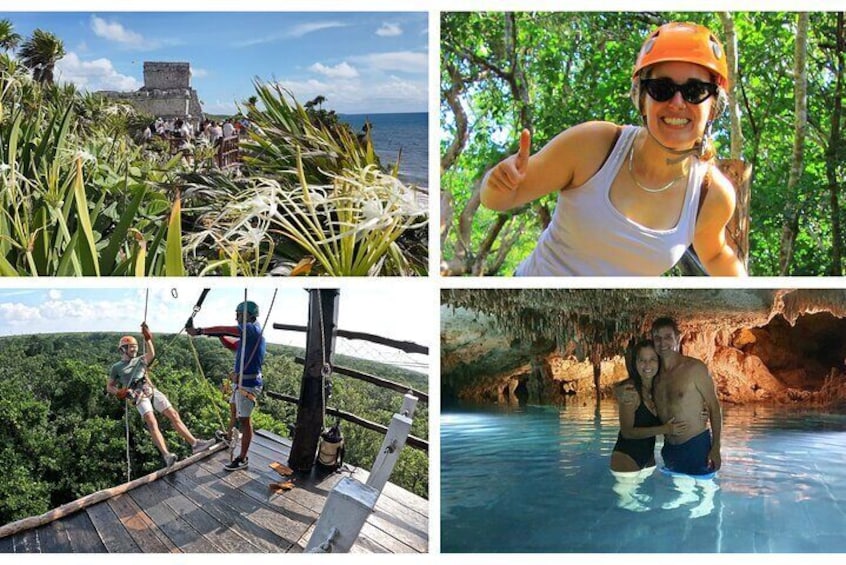  Tulum, Cenote, Rappel, Snorkel and Zipline
