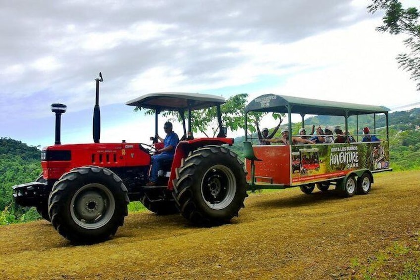 Tractor ride to the Zip Line starting point 