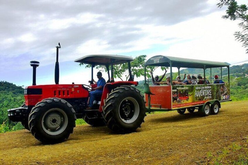 Tractor ride to the Zip Line starting point 