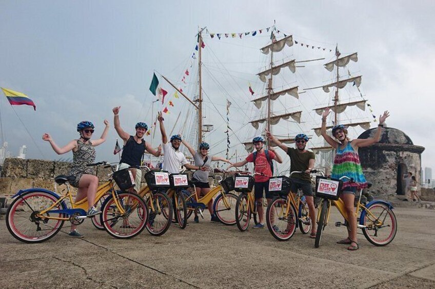 Enjoying the bike tour in Cartagena