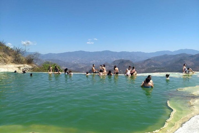 The pool boils water