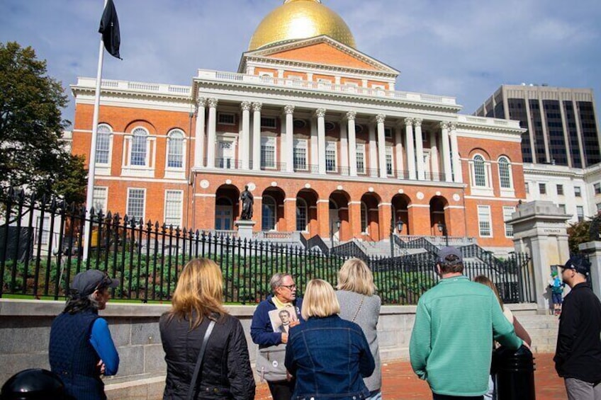 Tours begin opposite 50 Beacon Street on Boston Common, steps from the Massachusetts State House (1798)