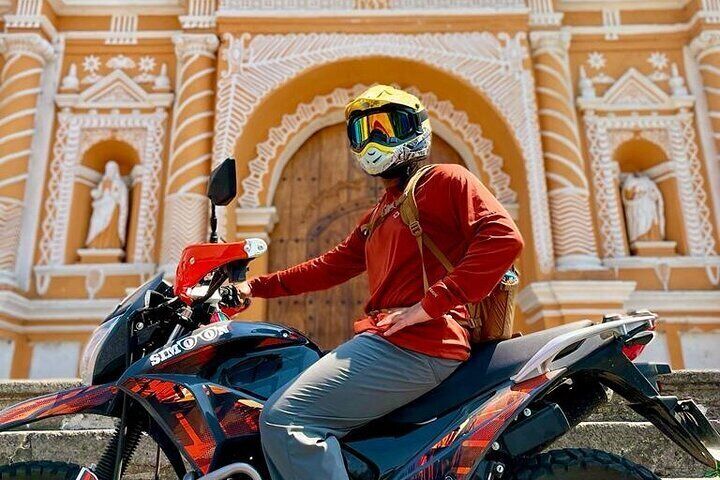 Motorcycle around the best colonial city Antigua Guatemala