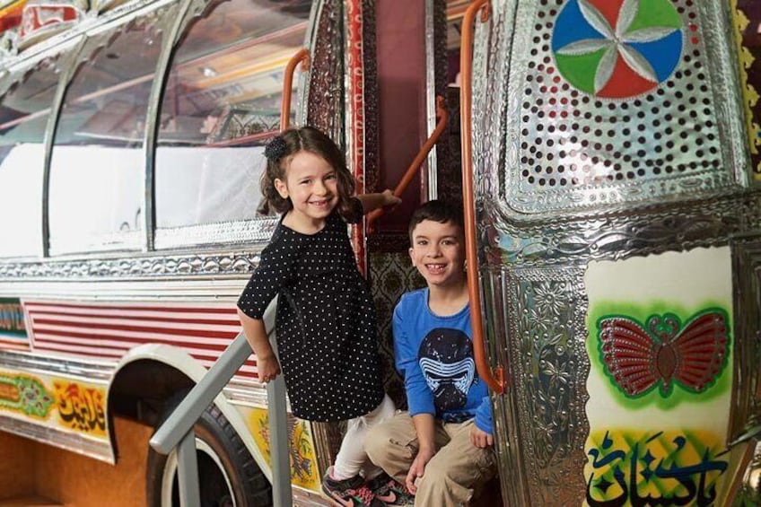 Crossroads is the perfect opportunity to make and send a postcard to a friend, and climb aboard a lavishly decorated Pakistani bus.