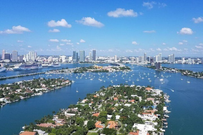 Private Islands and Miami Skyline