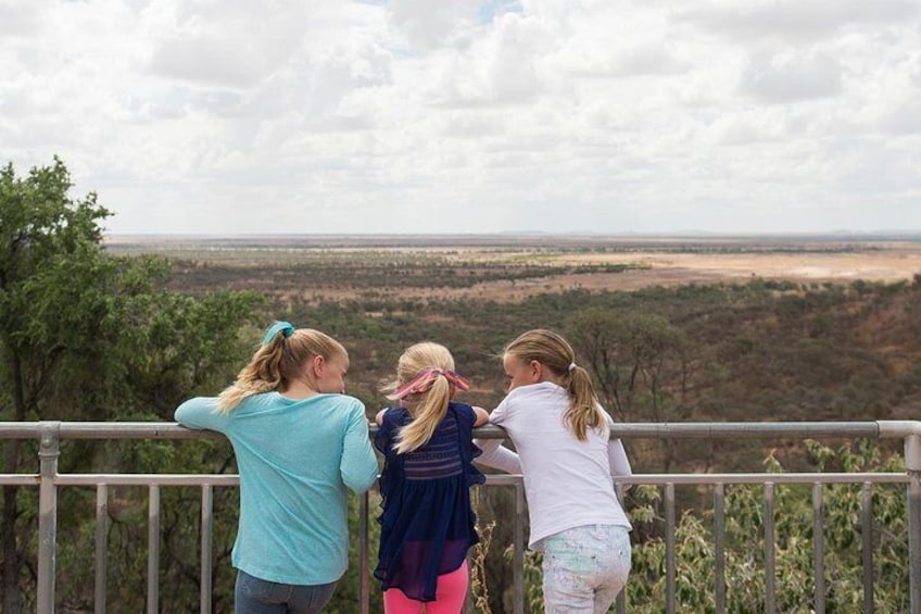 Marvel at the outback landscape with views as far as the eye can see 