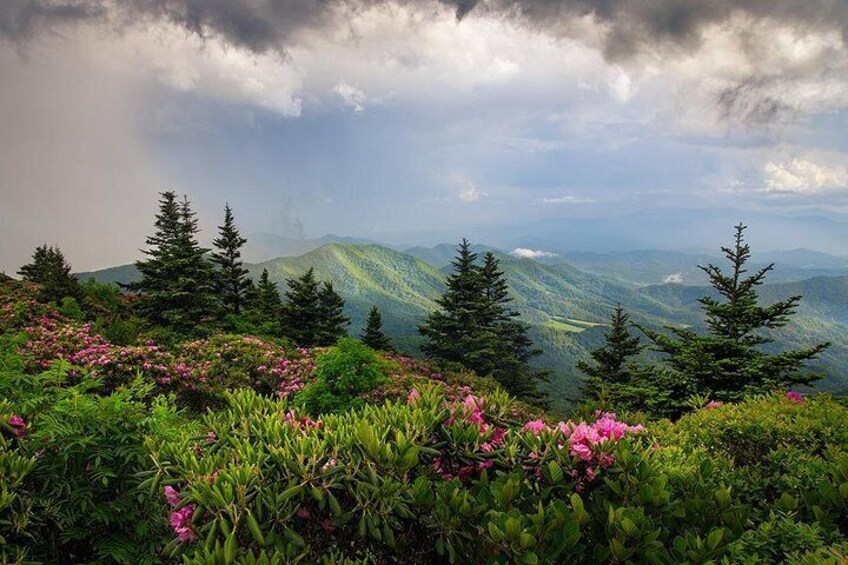 Spring storms frame the top of this image at Roan Highlands
