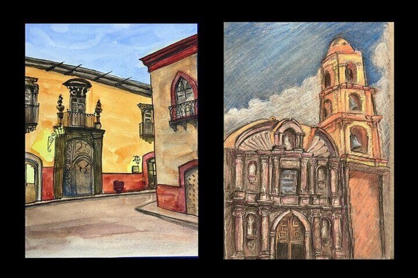 Past Student Works of colonial buildings of San Miguel