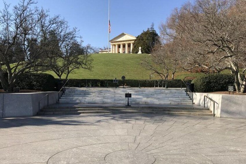 Kennedy Gravesites with Custis-Lee Mansion in the background. 