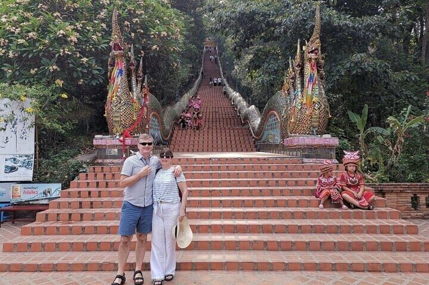 Naga stairways at Doi Suthep temple in Chiangmai