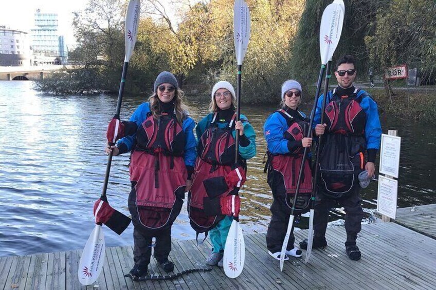 Full suit on to kayak in the winter and stay warm and toasty!