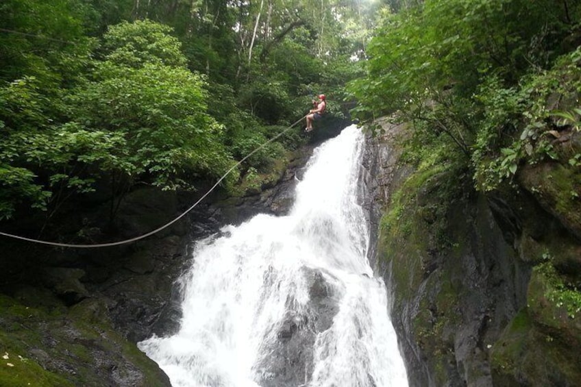 high over the waterfall