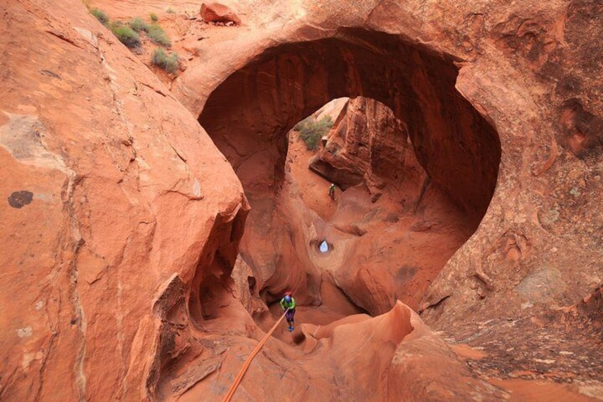 Rappelling Through a Spectacular Redrock Arch